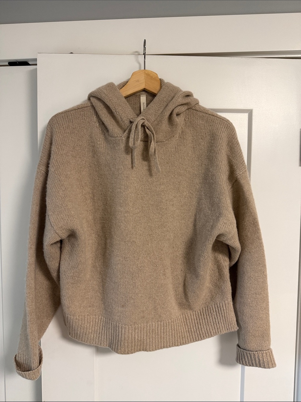 Babaton Taupe Hooded Knit Sweater